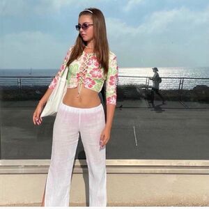 Omighty Hibiscus Pants And Top Set Sz XS NWT